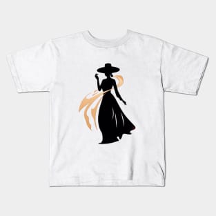 Elegance in Silhouette: The Lady In Black Kids T-Shirt